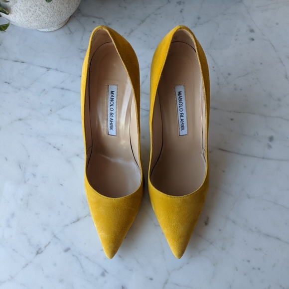 Manolo Blahnik Shoes - Manolo Blahnik suede BB pump 105 mustard yellow